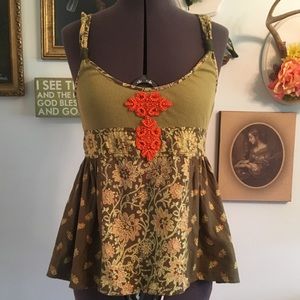 Free People green and orange top